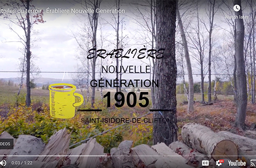 Vidéo de l'Érablière Génération Vidéo de l'Érablière Génération